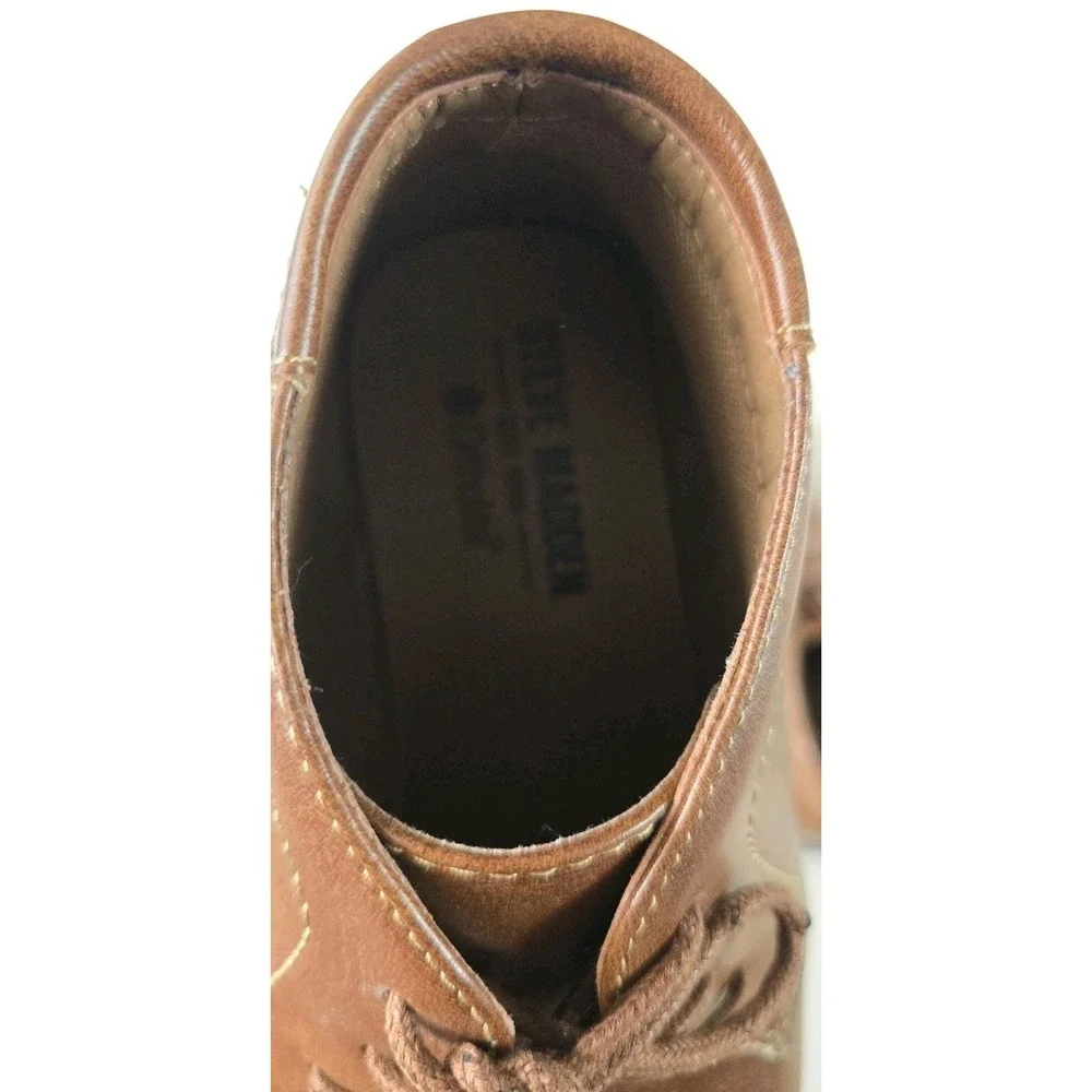 Steve Madden P-SYMIN Men's Short Chukka Boots‎ Cognac Brown Leather SZ 10